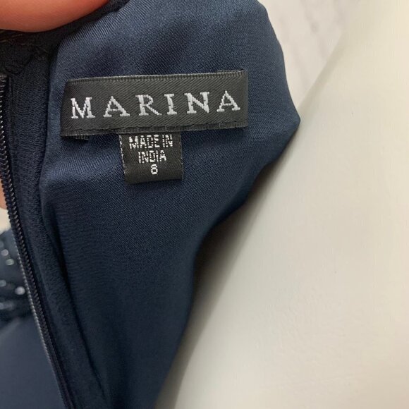 NWT MARINA NAVY BLUE BEAD & SEQUIN DRESS FROM NORDSTROM - 8 - Picture 12 of 12